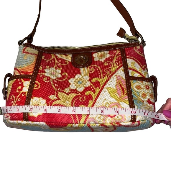 Spartina 449 Natural Linen Genuine Leather Shoulder Purse - Picture 11 of 16